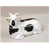 Image 2 : A PAIR OF BLACK AND WHITE GILT-DECORATED PORCELAIN RAM-FORM FIGURAL COVERED BOXES