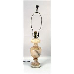 A NEOCLASSICAL-STYLE CARVED ALABASTER TABLE LAMP