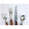 Image 2 : A SET OF BUCCELATTI "TAHITI" PATTERN STERLING SILVER WITH BAMBOO HANDLED DINNER KNIVES AND FORKS