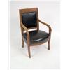 Image 1 : AN EMPIRE CARVED FRUITWOOD AND LEATHER-UPHOLSTERED ARMCHAIR