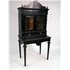 Image 1 : A VICTORIAN-ERA CARVED AND BLACK-PAINTED DESK AND BOOKCASE, ITALIAN