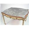 Image 2 : A NEOCLASSICAL-STYLE GESSOED, PAINT-DECORATED AND PARCEL-GILT MARBLE-TOP CENTER TABLE