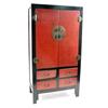 Image 1 : A CHINESE RED AND BLACK LACQUERED WEDDING CABINET