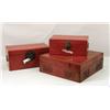 Image 1 : A GROUP OF THREE CHINESE RED LACQUER BOXES