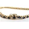 Image 3 : A 14K YELLOW GOLD DIAMOND AND SAPPHIRE LINE BRACELET