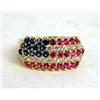 Image 2 : A 14K YELLOW GOLD, DIAMOND, SAPPHIRE AND RUBY AMERICAN FLAG MOTIF RING