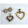 Image 1 : A GROUP OF 14K YELLOW GOLD AND DIAMOND HEART-FORM ITEMS