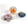 Image 1 : THREE HAND-BLOWN PAPERWEIGHTS, ONE MILLEFIORI