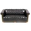 Image 1 : A BLACK LEATHER UPHOLSTERED CHESTERFIELD SOFA
