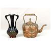 Image 1 : A CHINESE BRONZED METAL VASE WITH BIRD-FORM HANDLES