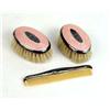 Image 2 : A BOXED STERLING SILVER AND PINK ENAMEL CHILD`S BRUSH AND COMB SET