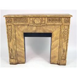 A NEOCLASSICAL-STYLE CARVED AND FAUX-BOIS-GRAINED MANTLE