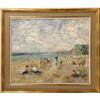 Image 1 : AN IMPRESSIONIST-STYLE OIL ON BOARD OF A BEACH SCENE