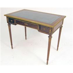 A LOUIS XVI-STYLE FIGURED MAHOGANY BUREAU PLAT