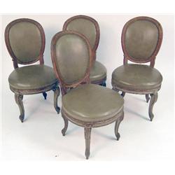 A SET OF FOUR LOUIS XV PAINTED AND CARVED BEECHWOOD CHAIRS