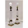 Image 1 : A PAIR OF NEOCLASSICAL-STYLE GILT-METAL MOUNTED COLORLESS GLASS TABLE LAMPS