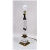 Image 2 : A PAIR OF NEOCLASSICAL-STYLE GILT-METAL MOUNTED COLORLESS GLASS TABLE LAMPS