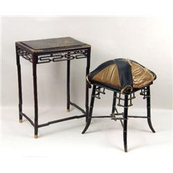 AN ASIAN LACQUERED BRASS-MOUNTED TABLE