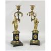 Image 1 : A PAIR OF GILT-METAL MOUNTED ORIENTAL FIGURES ON PORPHYRY BASES