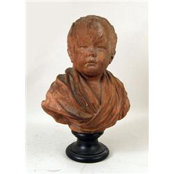 A TERRACOTTA BUST OF A CHILD
