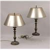 Image 2 : A PAIR OF PATINATED METAL CANDLESTICK-FORM TABLE LAMPS