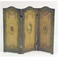 A PAINT-DECORATED THREE-PANEL TABLETOP SCREEN