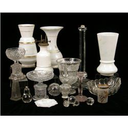 A LARGE MISCELLANEOUS ASSORTMENT OF COLORLESS PRESSED GLASS