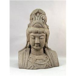 A COMPOSITION HEAD OF KUAN-YIN, THE IRON GODDESS OF MERCY