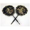 Image 1 : A PAIR OF CHINESE CARVED BLACK LACQUER AND MOTHER-OF-PEARL-INLAID COURTIER FANS
