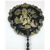 Image 2 : A PAIR OF CHINESE CARVED BLACK LACQUER AND MOTHER-OF-PEARL-INLAID COURTIER FANS
