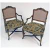 Image 1 : A PAIR OF REGENCE PAINTED AND CARVED BEECHWOOD CANED FAUTEUIL