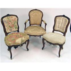 A PAIR OF LOUIS XV CARVED WALNUT SIDE CHAIRS