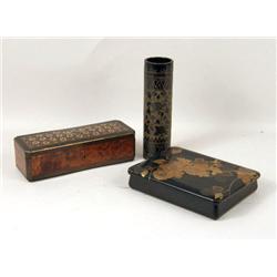 A MOTHER-OF-PEARL INLAID AMBOYNA WOOD RECTANGULAR BOX