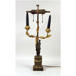 A NEOCLASSICAL GILT-BRONZE CANDLE STAND