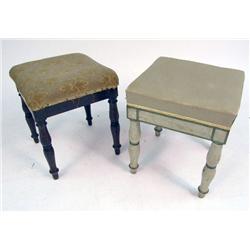 TWO SIMILARLY TURNED BEECHWOOD STOOLS