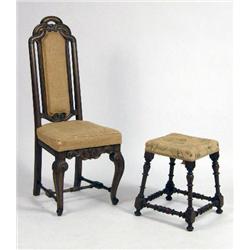 A BAROQUE STYLE-CARVED OAK SIDE CHAIR