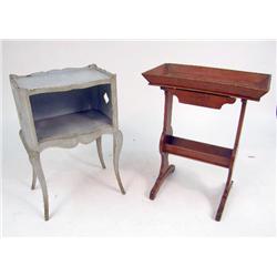 A PROVINCIAL RED-STAINED BEECHWOOD TRAY-TOP ONE-DRAWER SIDE TABLE