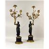 Image 1 : TWO SIMILAR NEOCLASSICAL FIGURAL GILT-METAL AND GILT-BRONZE THREE-ARM CANDELABRA