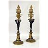 Image 1 : A PAIR OF CHERUB FIGURAL BRONZE AND BRONZE DORE CANDLESTICKS