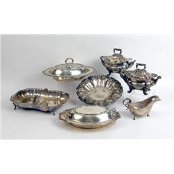 A GROUP OF SILVER-PLATED TABLE ITEMS