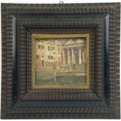 A TINY OIL ON BOARD OF AN 18TH CENTURY VENETIAN CANAL SCENE