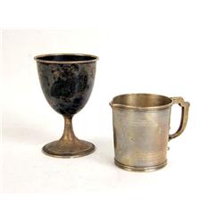AN AMERICAN COIN SILVER HANDLED CUP