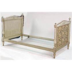 A LOUIS XVI CARVED AND PAINTED BEECHWOOD LIT D`ALCOVE