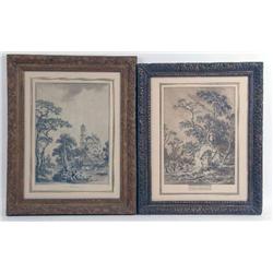 TWO FRAMED FRENCH PRINTS
