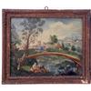 Image 1 : A LARGE VERRE EGLOMISE OF A BUCOLIC COUNTRY SCENE