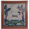 Image 1 : A FRAMED NEEDLEWORK OF A DEER IN A LANDSCAPE