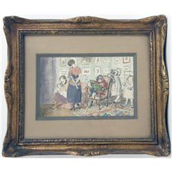 AN INK AND CRAYON SKETCH ON PAPER, "TOUT LA FAMILLE, INTERIEUR", BY JACQUES BRISSAUD