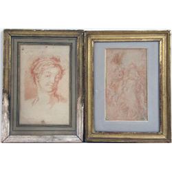A RED CHALK SKETCH OF A DEVOUT WOMAN SURROUNDED BY CHERUBS