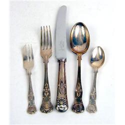 A MAPPIN &amp; WEBB KING PATTERN SILVER-PLATED FLATWARE SERVICE