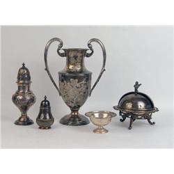 A GROUP OF SILVER-PLATED ITEMS
